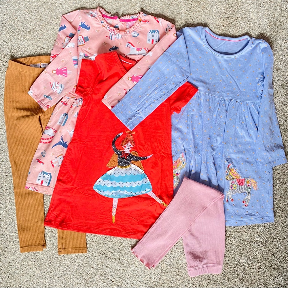 Mini Boden Knock-off Dresses & Tops, GAP & Jumping Beans Leggings Size 5-6